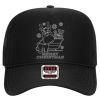 Coloring Book Style Blank Merry Christmas Tree Reindeer Trucker Hat