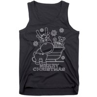 Coloring Book Style Blank Merry Christmas Tree Reindeer Tank Top