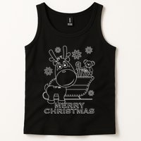 Coloring Book Style Blank Merry Christmas Tree Reindeer Tank Top