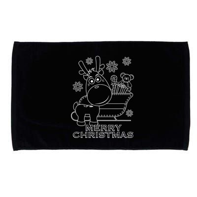 Coloring Book Style Blank Merry Christmas Tree Reindeer Microfiber Hand Towel