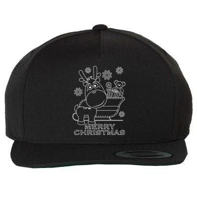 Coloring Book Style Blank Merry Christmas Tree Reindeer Wool Snapback Cap
