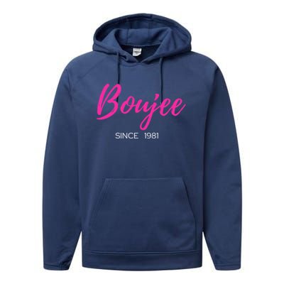 Classy Boujee Since 1981 Gift Performance Fleece Hoodie