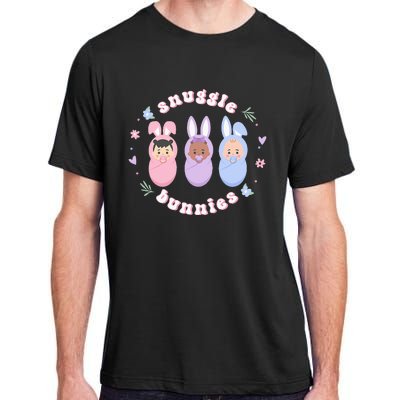 Cute Babies Snuggle Bunnies Easter NICU L&D Nurse Adult ChromaSoft Performance T-Shirt