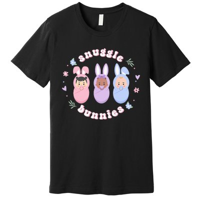 Cute Babies Snuggle Bunnies Easter NICU L&D Nurse Premium T-Shirt