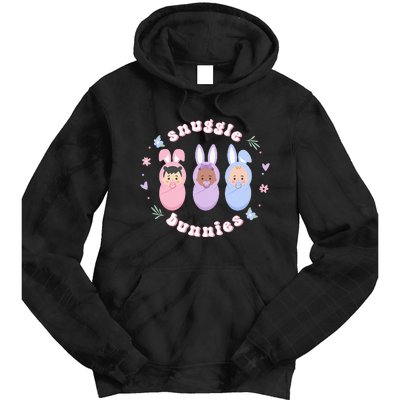 Cute Babies Snuggle Bunnies Easter NICU L&D Nurse Tie Dye Hoodie