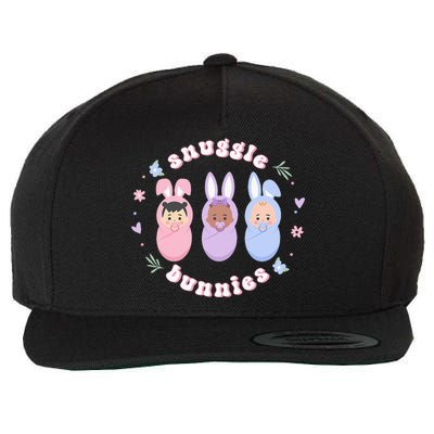 Cute Babies Snuggle Bunnies Easter NICU L&D Nurse Wool Snapback Cap