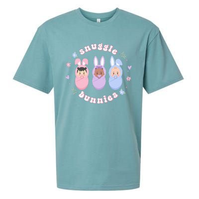 Cute Babies Snuggle Bunnies Easter NICU L&D Nurse Sueded Cloud Jersey T-Shirt