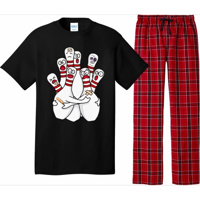 Cartoon Bowling Scared Bowling Pins Funny Sport Bowler Pajama Set