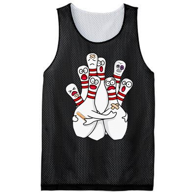 Cartoon Bowling Scared Bowling Pins Funny Sport Bowler Mesh Reversible Basketball Jersey Tank