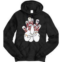 Cartoon Bowling Scared Bowling Pins Funny Sport Bowler Tie Dye Hoodie