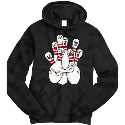 Cartoon Bowling Scared Bowling Pins Funny Sport Bowler Tie Dye Hoodie