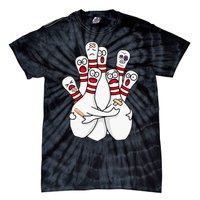 Cartoon Bowling Scared Bowling Pins Funny Sport Bowler Tie-Dye T-Shirt