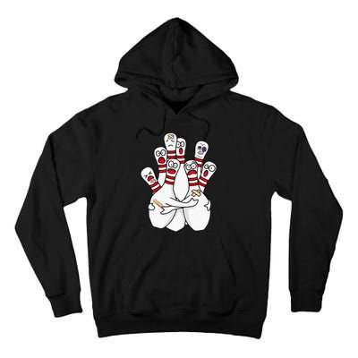 Cartoon Bowling Scared Bowling Pins Funny Sport Bowler Tall Hoodie