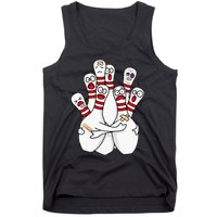 Cartoon Bowling Scared Bowling Pins Funny Sport Bowler Tank Top