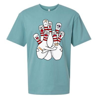 Cartoon Bowling Scared Bowling Pins Funny Sport Bowler Sueded Cloud Jersey T-Shirt