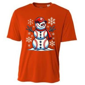 Christmas Baseball Snowman Baseball Cooling Performance Crew T-Shirt