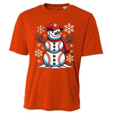 Christmas Baseball Snowman Baseball Cooling Performance Crew T-Shirt