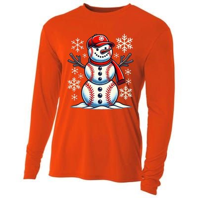 Christmas Baseball Snowman Baseball Cooling Performance Long Sleeve Crew