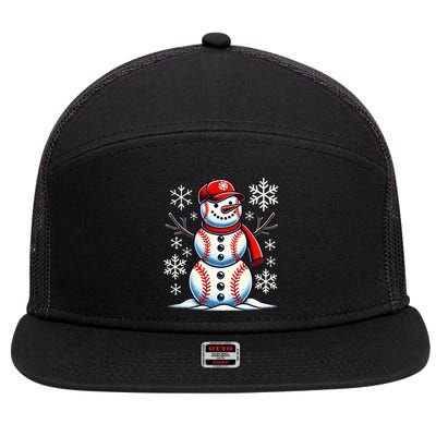 Christmas Baseball Snowman Baseball 7 Panel Mesh Trucker Snapback Hat