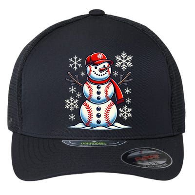 Christmas Baseball Snowman Baseball Flexfit Unipanel Trucker Cap