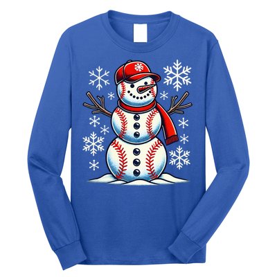 Christmas Baseball Snowman Baseball Long Sleeve Shirt