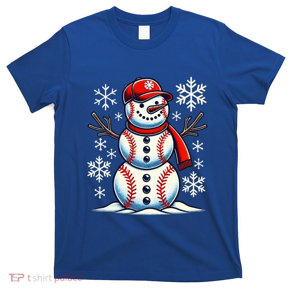 Christmas Baseball Snowman Baseball T-Shirt