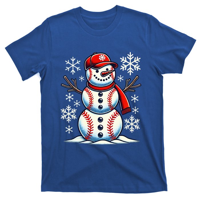 Christmas Baseball Snowman Baseball T-Shirt