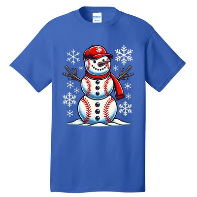 Christmas Baseball Snowman Baseball Tall T-Shirt