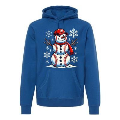 Christmas Baseball Snowman Baseball Premium Hoodie