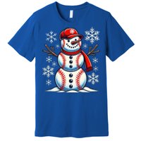 Christmas Baseball Snowman Baseball Premium T-Shirt