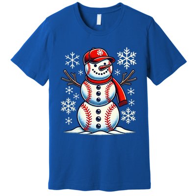 Christmas Baseball Snowman Baseball Premium T-Shirt