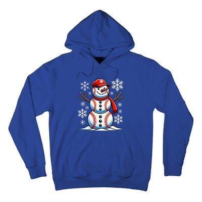 Christmas Baseball Snowman Baseball Tall Hoodie