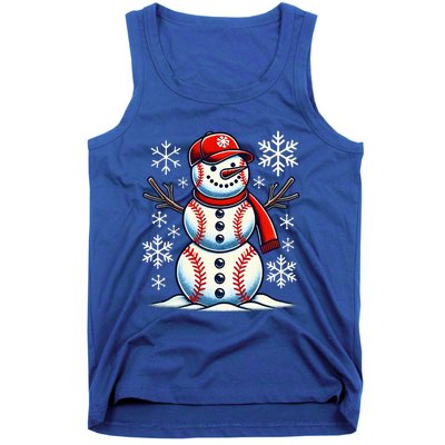 Christmas Baseball Snowman Baseball Tank Top