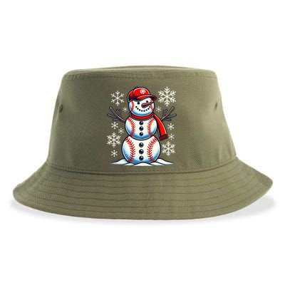 Christmas Baseball Snowman Baseball Sustainable Bucket Hat