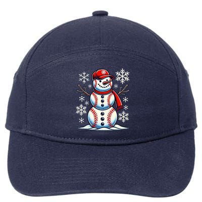 Christmas Baseball Snowman Baseball 7-Panel Snapback Hat