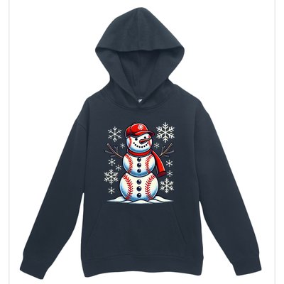 Christmas Baseball Snowman Baseball Urban Pullover Hoodie