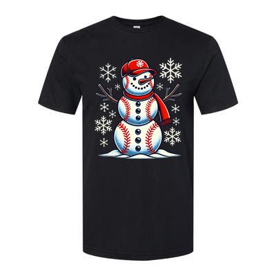 Christmas Baseball Snowman Baseball Softstyle CVC T-Shirt