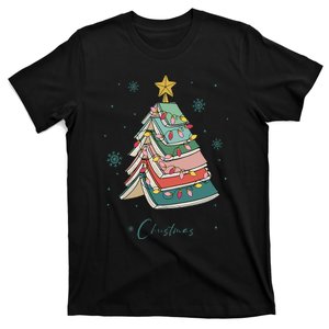 Christmas Book Tree Merry Christmas For Book Lover T-Shirt