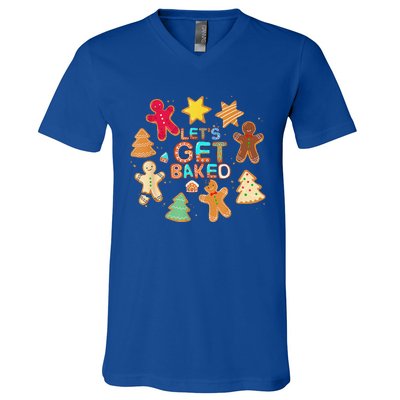 Cookie Baking Team Christmas Gingerbread Xmas Lets Get Baked V-Neck T-Shirt