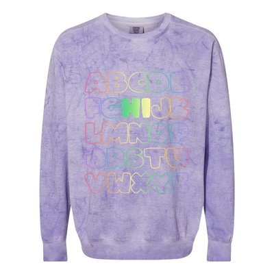 Cute Back To School Alphabet Hi New Kindergarteners Teachers Colorblast Crewneck Sweatshirt