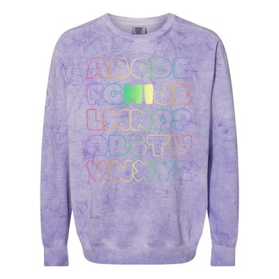 Cute Back To School Alphabet Hi New Kindergarteners Teachers Colorblast Crewneck Sweatshirt