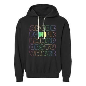 Cute Back To School Alphabet Hi New Kindergarteners Teachers Garment-Dyed Fleece Hoodie