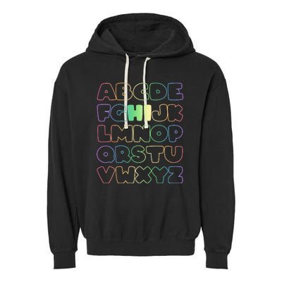 Cute Back To School Alphabet Hi New Kindergarteners Teachers Garment-Dyed Fleece Hoodie