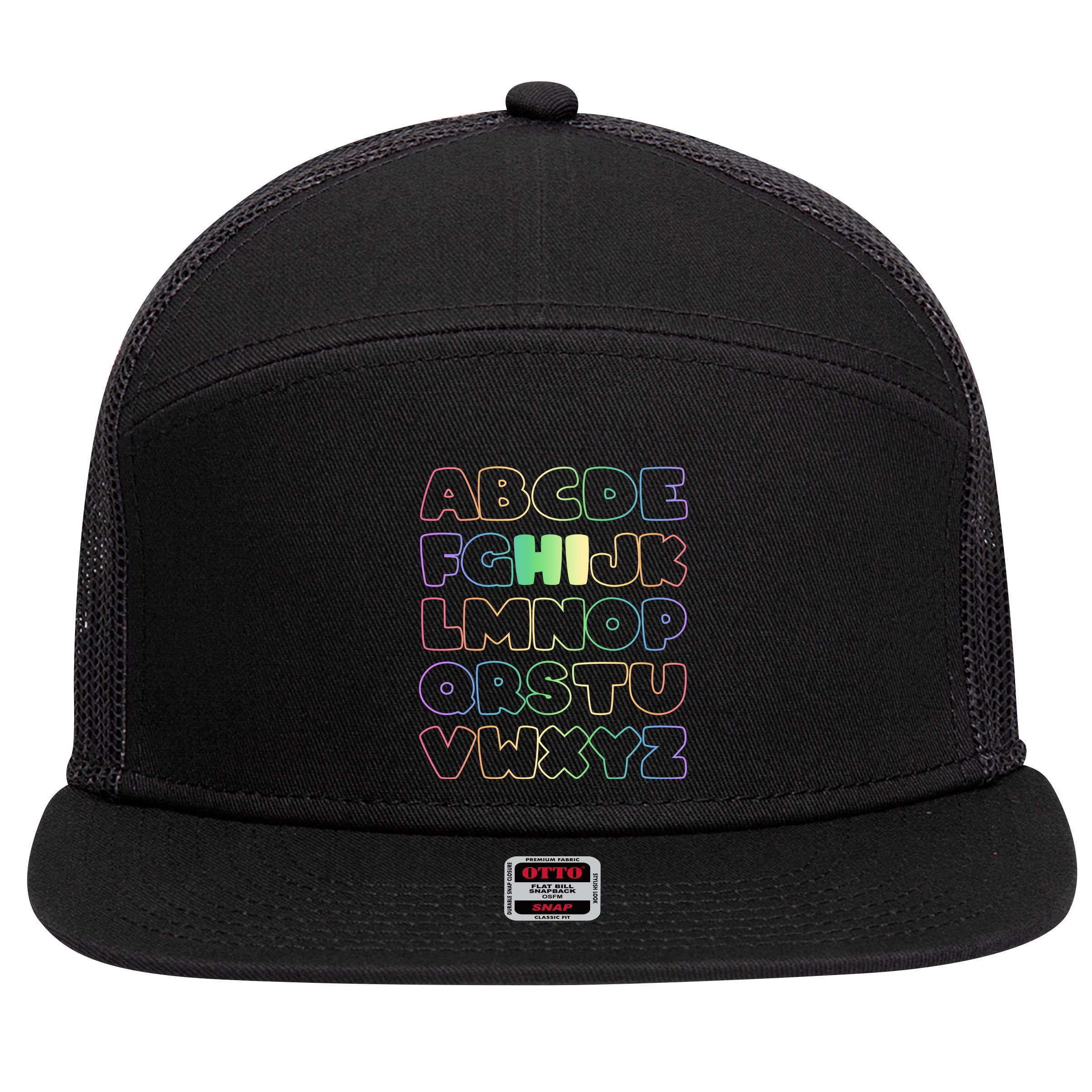 Cute Back To School Alphabet Hi New Kindergarteners Teachers 7 Panel Mesh Trucker Snapback Hat