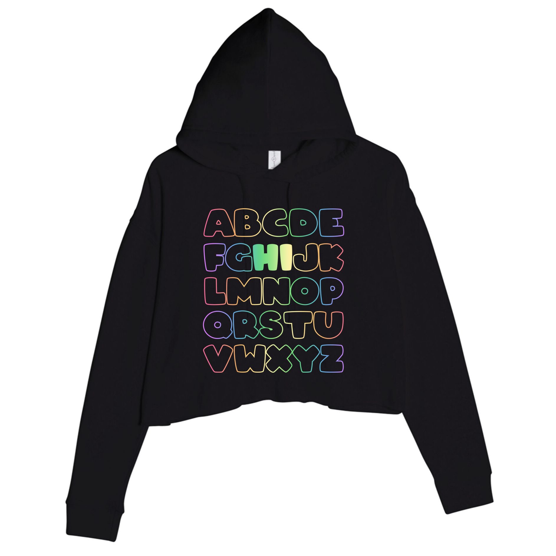 Cute Back To School Alphabet Hi New Kindergarteners Teachers Crop Fleece Hoodie
