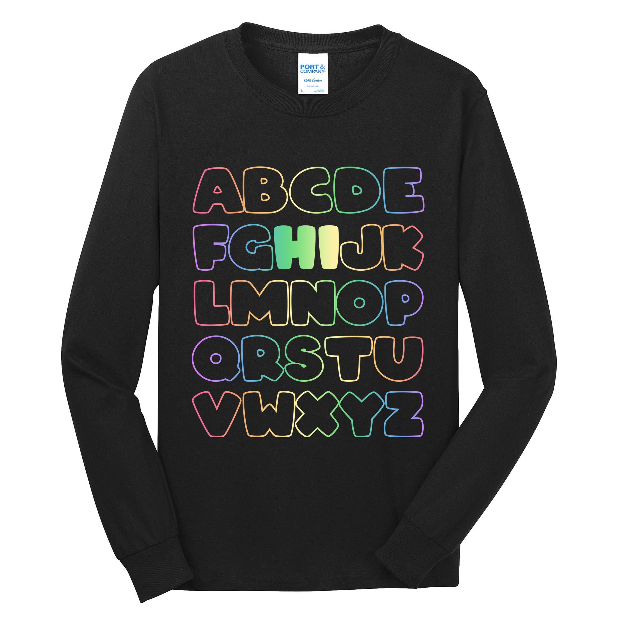 Cute Back To School Alphabet Hi New Kindergarteners Teachers Tall Long Sleeve T-Shirt