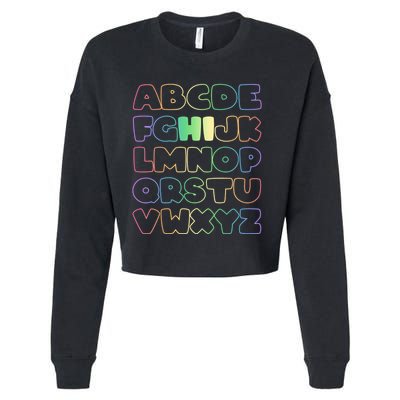 Cute Back To School Alphabet Hi New Kindergarteners Teachers Cropped Pullover Crew