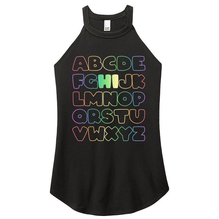 Cute Back To School Alphabet Hi New Kindergarteners Teachers Women's Perfect Tri Rocker Tank