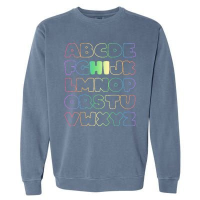 Cute Back To School Alphabet Hi New Kindergarteners Teachers Garment-Dyed Sweatshirt