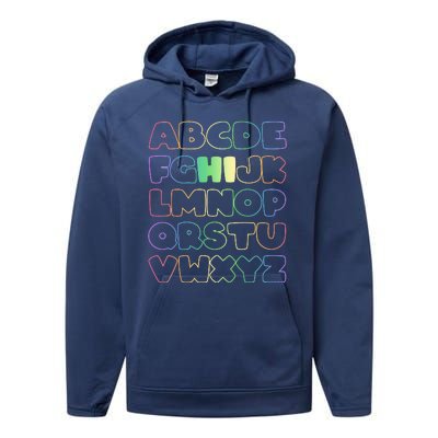 Cute Back To School Alphabet Hi New Kindergarteners Teachers Performance Fleece Hoodie